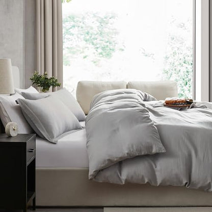 Hearth & Harbor Prewashed Twin Duvet Cover Set, Light Grey