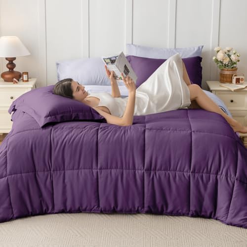 JOLLYVOGUE California King Comforter Set, Ultra-Soft Bed in a Bag Cal King Size 7 Pieces, Oeko-TEX Certified Bedding Set With Down Alternative Comforter, Sheets, Pillowcases & Shams, Purple & Lavender