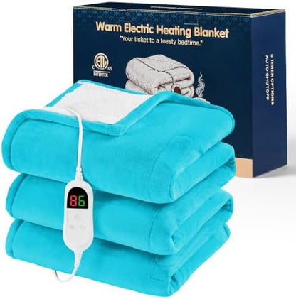 Heated Electric Blanket Full, Soft Heating Blanket,72" x 84", Teal
