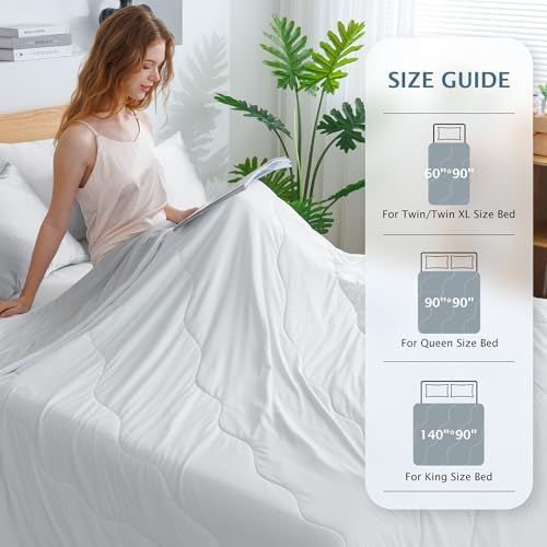 BEAUTEX Cooling Blanket Comforter Twin Size - Double Sided Cool Blanket for Hot Sleepers and Night Sweats, Q-Max>0.45, Breathable Lightweight Silky Summer Ice Blankets for All Season (Grey, 60" x 90")