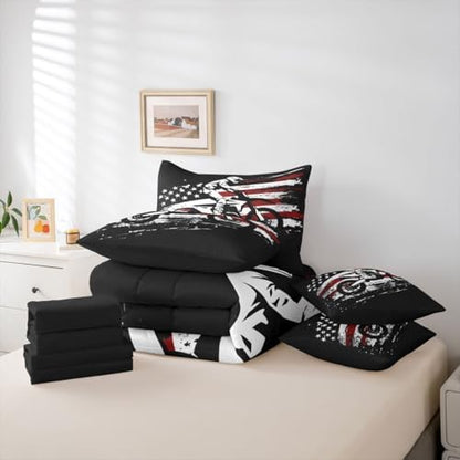 Feelyou Dirt Bike Comforter Set with Sheets 7 Piece King Size Splatter Print Bedding Set for Kids Boys Girls Off-Road Racing Bed in a Bag Outdoor Sports Room Decor Motocross Rider Soft Lightweight