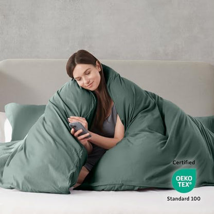 Hearth & Harbor Prewashed King Duvet Cover Set, Forest Green