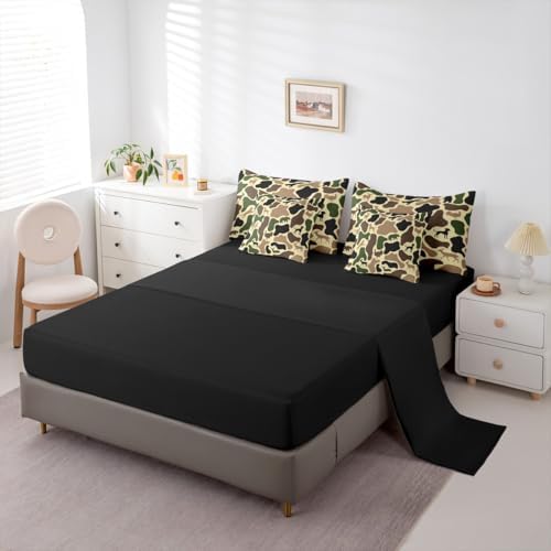 Erosebridal Turkey Wolf 7 Piece Bedding Set Full Camouflage Comforter Set with Sheets Yellow Camo Farmhouse Army Bed in a Bag Bear Hound Deer Animal Theme for Kids Boys Girls