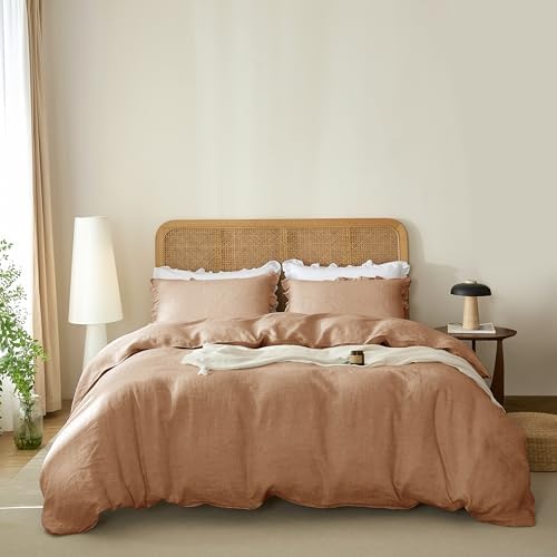 Talasily 100% French Linen Queen Duvet Cover Set, Organic Linen