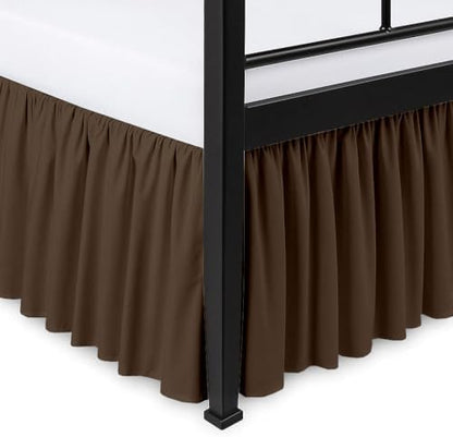 Ruffled Bed Skirt Split Corners with Platform, Tailored Fit Hotel Quality Wrinkle Free Ultra-Soft Microfiber Dust Ruffle, Upto 18 Inch Drop, Full, Chocolate