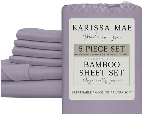 KARISSA MAE 6 Piece Luxury Bamboo Viscose 34" Split Top King Size Sheet Set