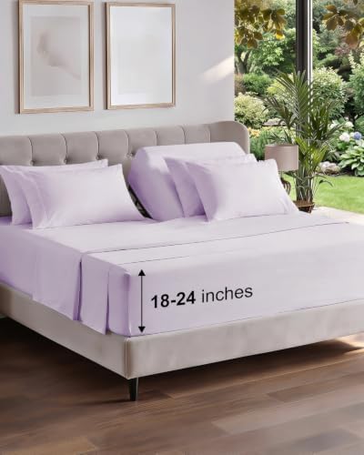 Extra Deep Flex Top Split Head King Sheet Set - 6pc Sheets - Light Lavender