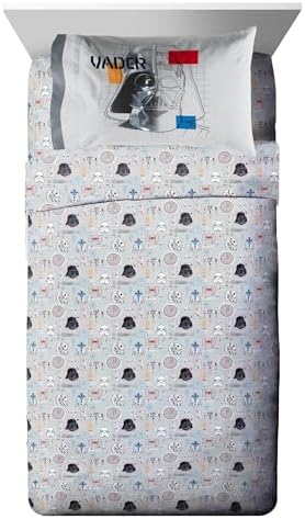 Star Wars Twin Comforter Set 5 Piece Soft Bedding for Boys, Dark Blue