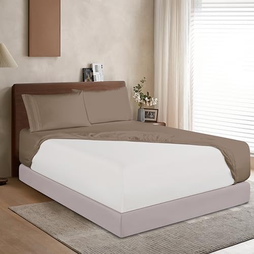 Elegant Comfort 1500 Premium Hotel Quality 18-24 Inches Deep - Extra Deep Pocket Single Fitted Sheet for High Mattress, Luxury and Softest, Smart Pocket - Wrinkle Free, King, Taupe