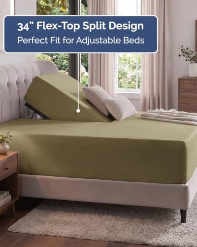 CGK Linens Extra Deep Flex Top Split Head King Fitted Sheet Only - Khaki