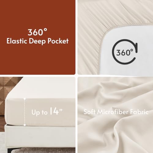 MUXHOMO 7 Pieces Queen Comforter Set, Reversible Bed in a Bag Queen Size, All Season Bedding Set with Comforter, Flat Sheet, Fitted Sheet, Pillowcases & Shams, Burnt Orange & Beige