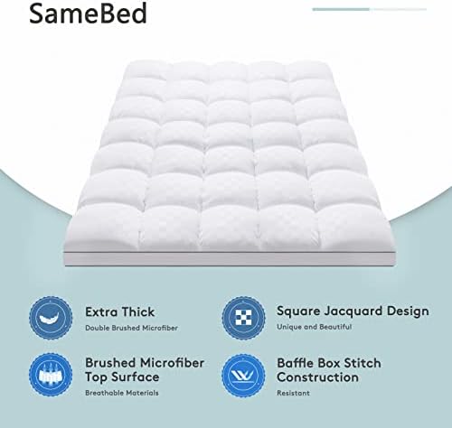 SameBed Mattress Topper Twin,Extra Thick Mattress Pad Cover for Back Pain,Cooling Mattress Protector with 8-21 Inch Deep Pocket,Overfilled Down Alternative Filling,White