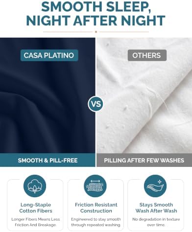 Casa Platino Cal King Sheets Set – 100% Cotton Bed Sheets Cal King, Breathable & Crisp Percale 6 Piece Set, 15" Deep Pocket for A Secure Fit, Ultra Soft & Cozy, Fit – Navy Blue