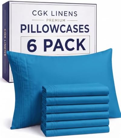 King Standard Pillow Cases Set of 6 - Soft Pillowcase Covers - Denim Blue