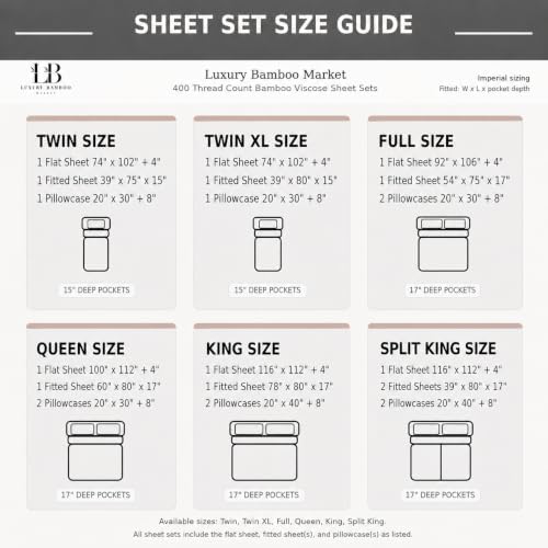 |King Size Sheet Set | Organically Grown | Ultra Soft & Cooling |100% Viscose | 17" Deep Pocket [Cocoa]