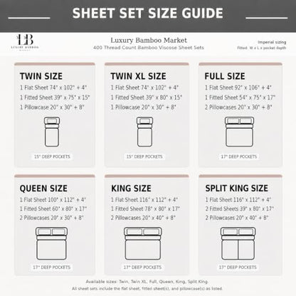 |King Size Sheet Set | Organically Grown | Ultra Soft & Cooling |100% Viscose | 17" Deep Pocket [Cocoa]