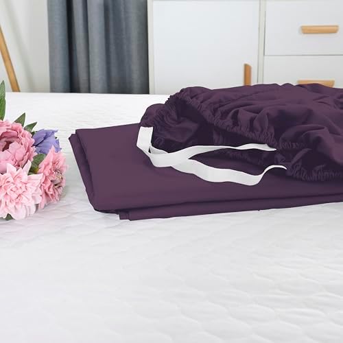 Elegant Comfort 1500 Premium Hotel Quality 18-21 Inches Deep - Extra Deep Pocket Single Fitted Sheet for High Mattress, Luxury and Softest, Smart Pocket - Wrinkle Free, California King, Purple