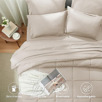 Anluoer King Size Comforter Set, 7 Piece Bed in a Bag King Bedding Sets