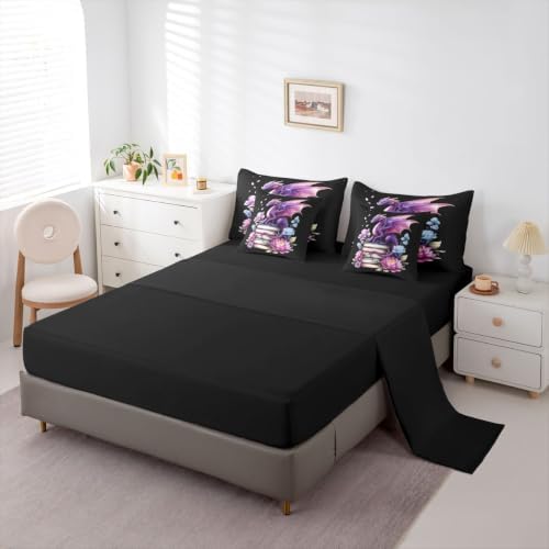 Feelyou Dragon Comforter Set with Sheets 7 Piece Full Size