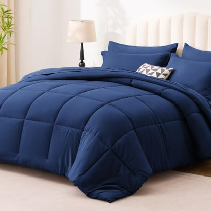 Love's cabin Plaid Twin XL Comforter Set, Dark Blue