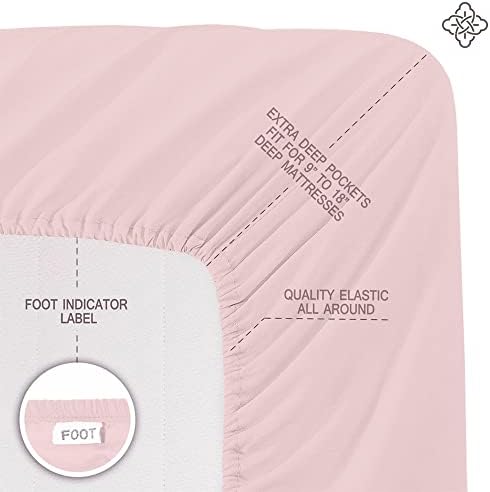 BIOWEAVES 100% Organic Cotton Sheets, 300 Thread Count 4-Piece GOTS Certified Bed Sheet Set Fits Mattress Upto 17" Deep Pocket, Soft & Silky Sateen Weave (Full, Blush Pink)