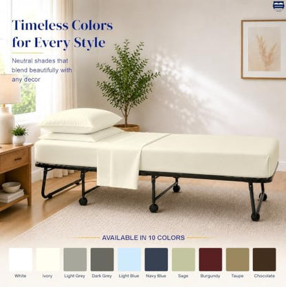 Cottingon 4 PC Cot Sheet Set 25"X75", Egyptian Cotton, Ivory