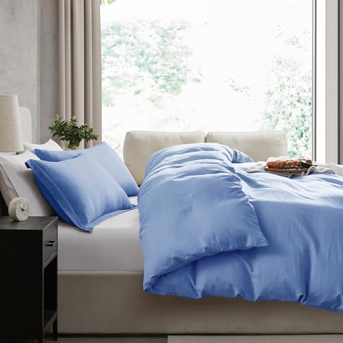 Hearth & Harbor Prewashed King Duvet Cover Set, Calm Blue
