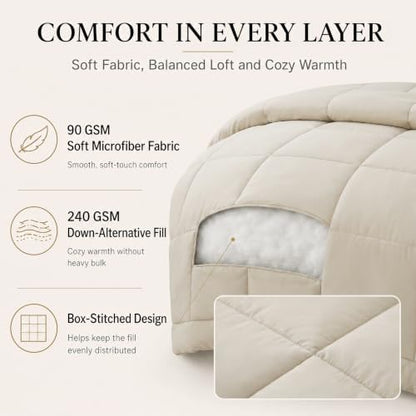 CozyLux California King Comforter Set Beige - 7 Pieces Bed in a Bag