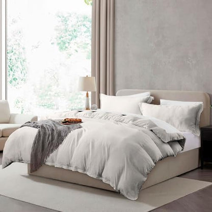 Hearth & Harbor Prewashed Full Duvet Cover Set, Off White
