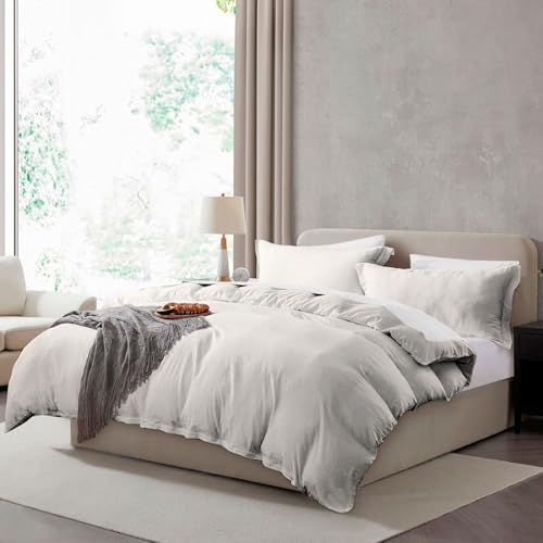 Hearth & Harbor Prewashed King Duvet Cover Set, Off White