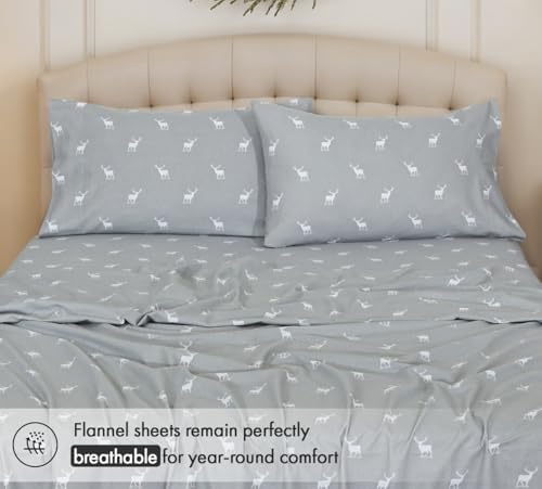 RUVANTI Flannel Sheets Set Full Size, Celestial Stag