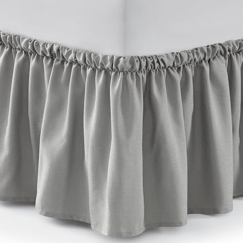 Casual Living Full XL Bed Skirt, Ruffled Wrap-Around, 15" Drop, Grey
