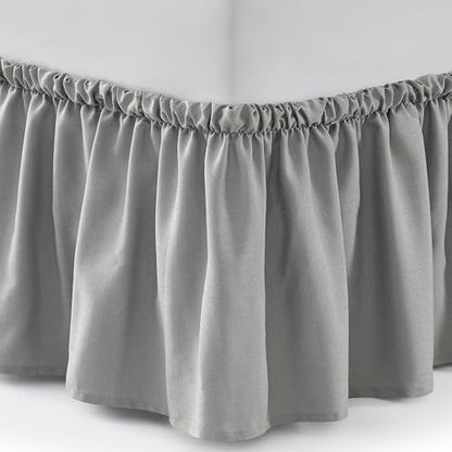 Casual Living Full XL Bed Skirt, Ruffled Wrap-Around, 15" Drop, Grey