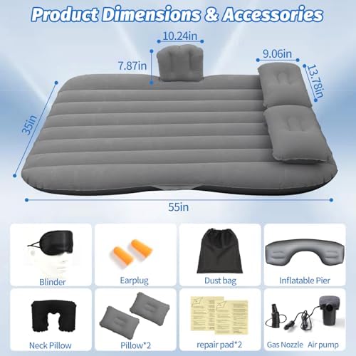 Onirii Inflatable Car Air Mattress Back Seat Bed with Air Pump