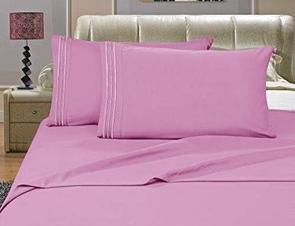 Elegant Comfort Luxurious 4-Piece Bed Sheet Set - 1500 Premium Hotel Quality Microfiber - Deep Pocket, Wrinkle and Fade Resistant, California King, Light Pink
