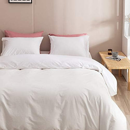 Wellboo White Comforter Sets Full Size Solid Color Bedding for Women Men