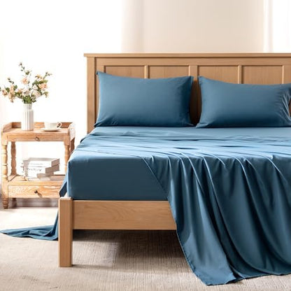 Comfort Spaces Coolmax Moisture Wicking Sheet Set Soft, Fade Resistant, All Elastic Deep Pocket Fits Up to 16" Mattress - Warm Weather Cooling Sheets for Night Sweats, Twin XL, Teal, 3 Piece