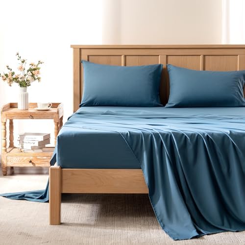 Comfort Spaces Coolmax Moisture Wicking Sheet Set Soft, Fade Resistant, All Elastic Deep Pocket Fits Up to 16" Mattress - Warm Weather Cooling Sheets for Night Sweats, Twin, Teal, 3 Piece