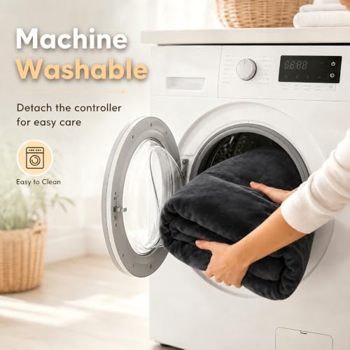 Electric Heated Blanket 50"x60" Throw Size, Iron Grey