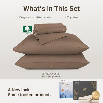 California Design Den 800 Thread Count California King Sheet Sets, Mocha
