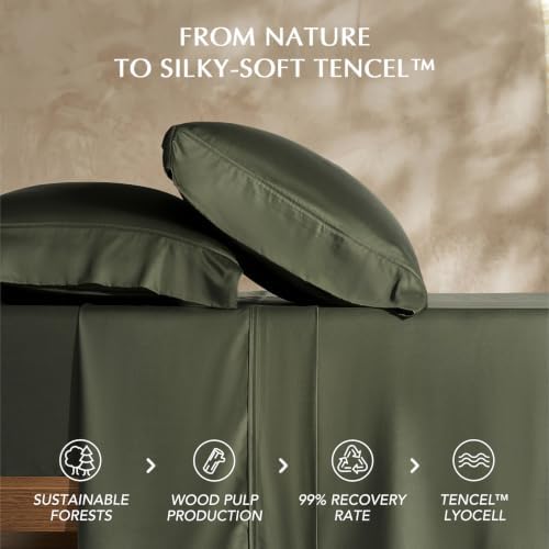 EverGrace Tencel™ Sheet, Breathable & Cooling, Cal.King, Dark Olive Green