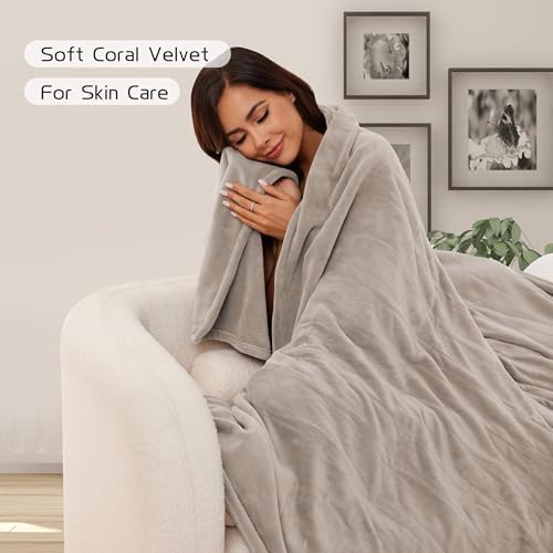 ReyyNio Electric Heated Blanket Full Size 72"x84", 10H Auto-Off, Brown