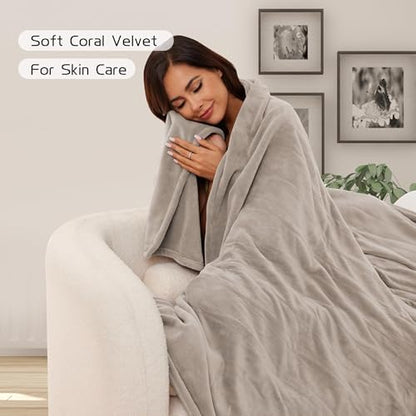 ReyyNio Electric Heated Blanket Full Size 72"x84", 10H Auto-Off, Brown