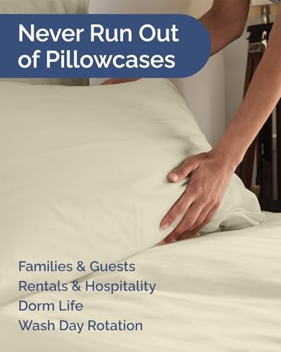 King Standard Pillow Cases Set of 10 - Ultra Soft Pillowcase Covers - Cream