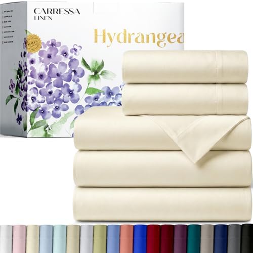 Carressa Linen 600 Series Split King Sheets Sets for Adjustable Bed, Ivory