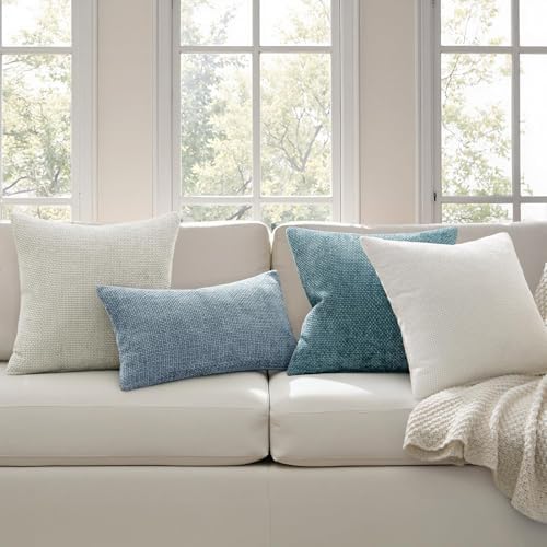 MIULEE Decorative Couch Throw Pillow Covers 18x18 Inch Light Blue 2 Pack
