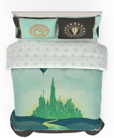 Collectibles Wicked Elphaba and Glinda Bedding 5 Piece Super Soft Reversible Comforter and Sheet Set, Queen, (Officially Licensed Product) By Franco