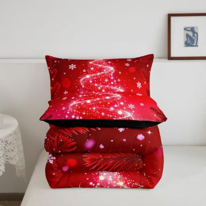 Feelyou Christmas Tree Comforter Set Queen for Children Kids Boys Girls
