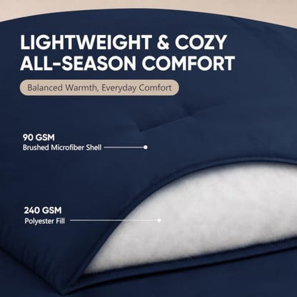 HIMEET Oversized King Comforter Sets, 7-Piece Point-Quilted, Navy Blue