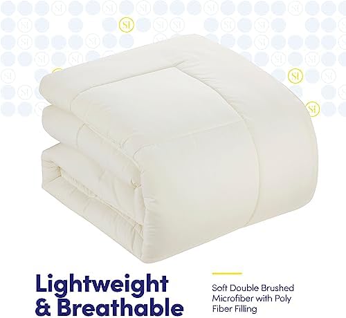 California King Comforter Set - Soft & Breathable 7-Piece Bedding Collection - 1 Comforter, 1 Fitted Sheet, 1 Flat, 4 Pillowcases - Deep Pocket - Premium Quality - Ideal for All Seasons, Ivory
